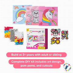 Little Jupiter Pom Pom Art cat design card fosters fine motor practice