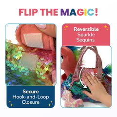 Little Jupiter carrier purse featuring sequins for on-the-go storytelling and pretend play.