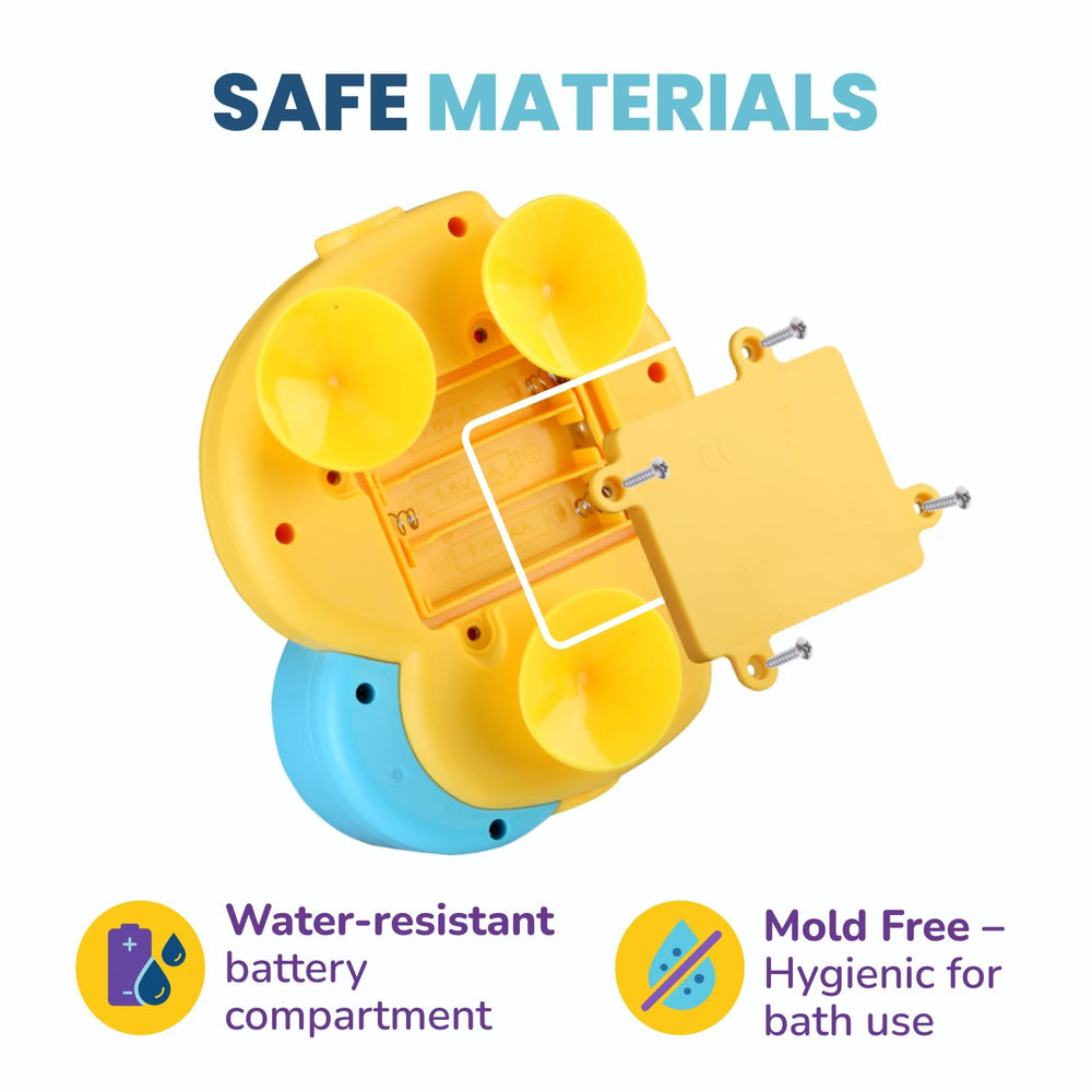 Little Jupiter star-shaped pump powers playful streams during bath time.