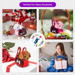 Little Jupiter stuffed animal purse 3pc set supports dress-up pretend play.