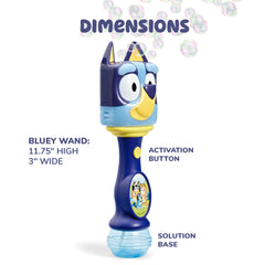 Little Kids BLUEY wand lit up, creating sparkling bubbles during play.