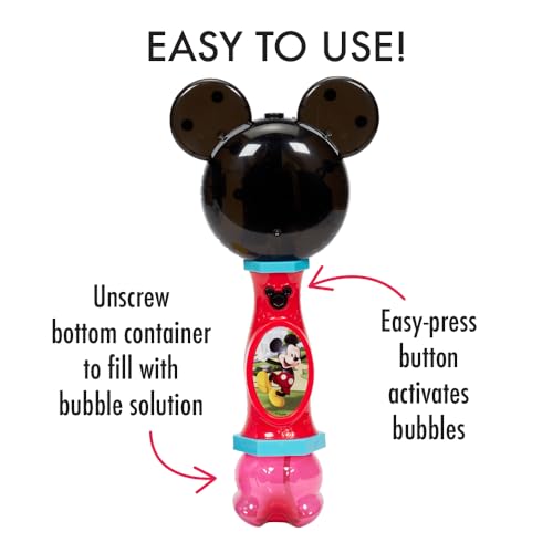 Little Kids Mickey Bubble Wand lights active for magical nighttime bubble play.