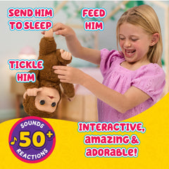Little Live Pets Mango tummy tickle triggers giggles for responsive play.