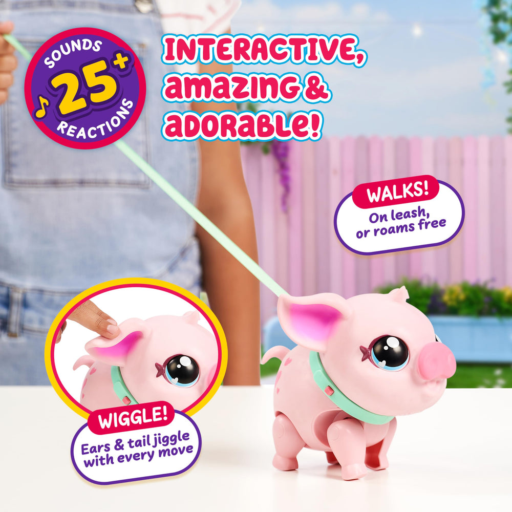 Little Live Pets Piggly detachable leash enables guided strolls and adventures.