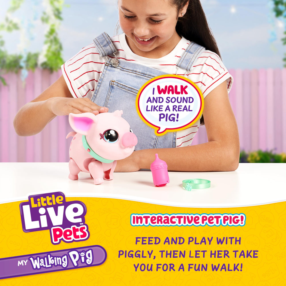 Little Live Pets Piggly walking mode shows lifelike movement during playtime.