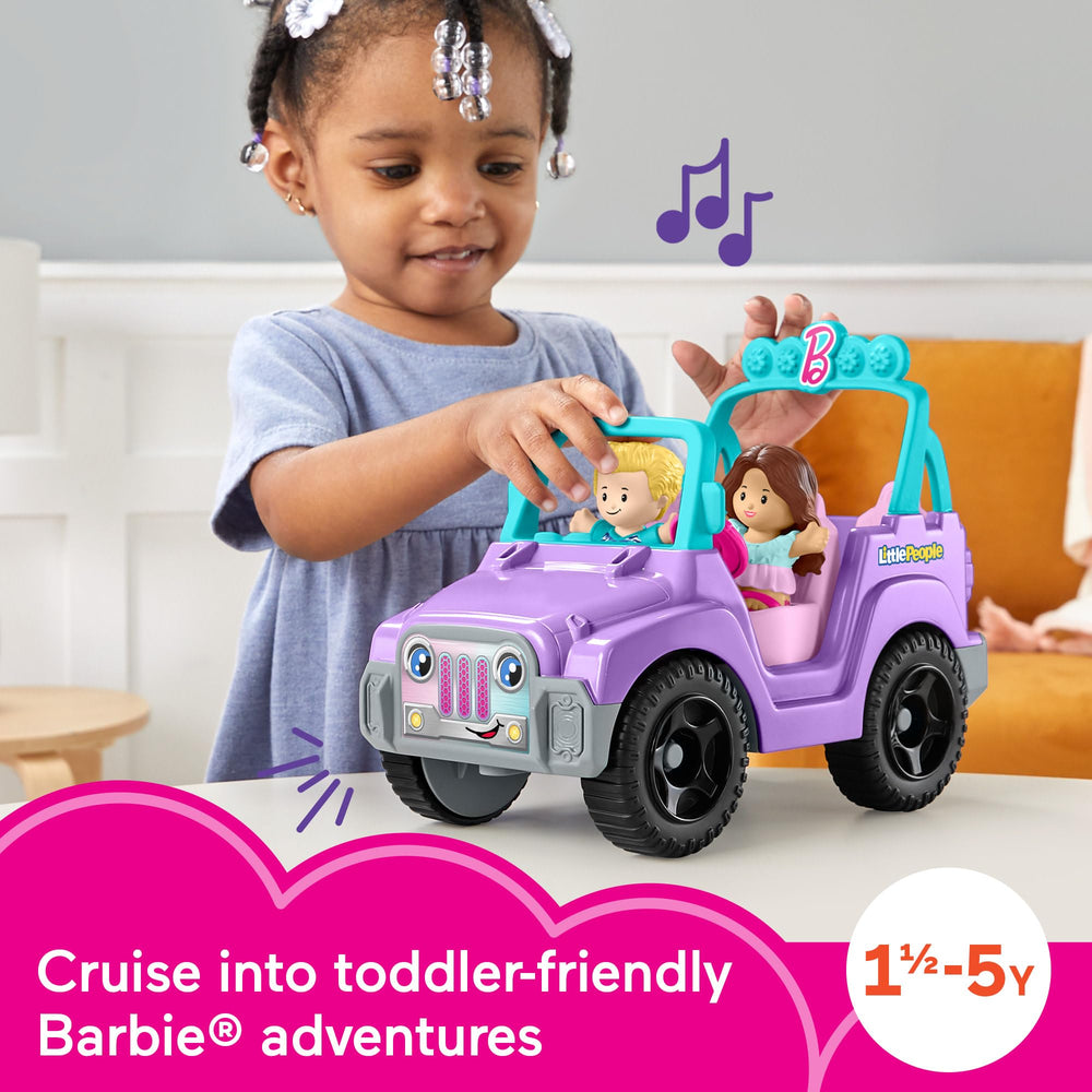 Little People Barbie Beach Cruiser driver seat with songs engages interaction.