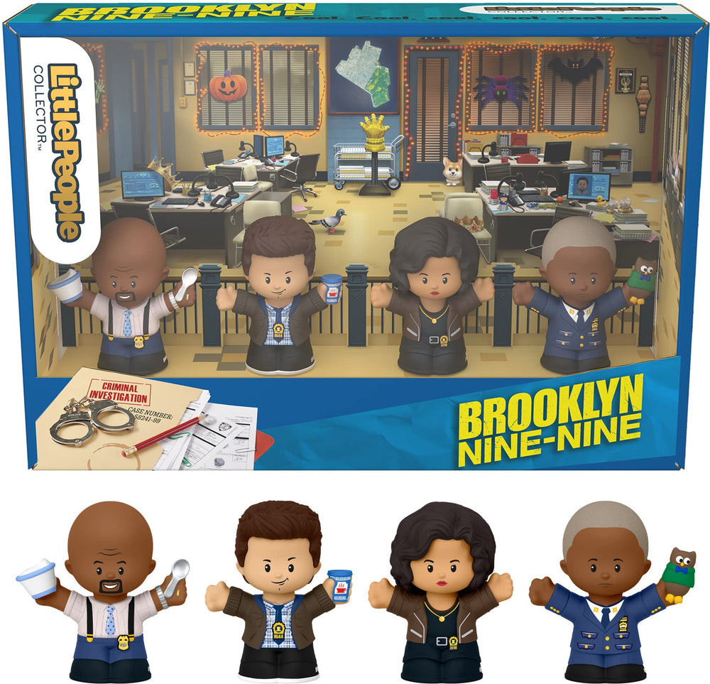 Little People Collector Brooklyn Nine-Nine edition display packaging shows four collectible figures.