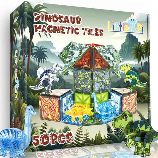 Little Pi dinosaur magnetic tiles set for creative building and STEM exploration