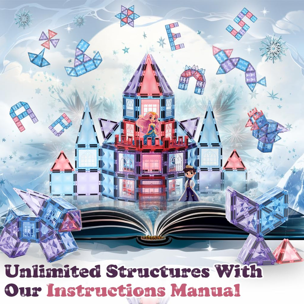 Little Pi Frozen Magnetic Tiles build and stack for hands-on pretend play adventures.