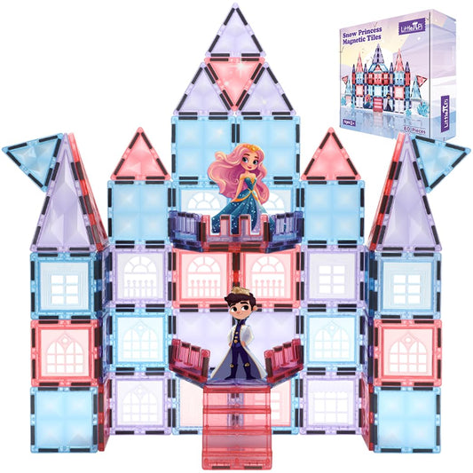 Little Pi Frozen Magnetic Tiles enable ice castle assembly for imaginative play and fine motor development.