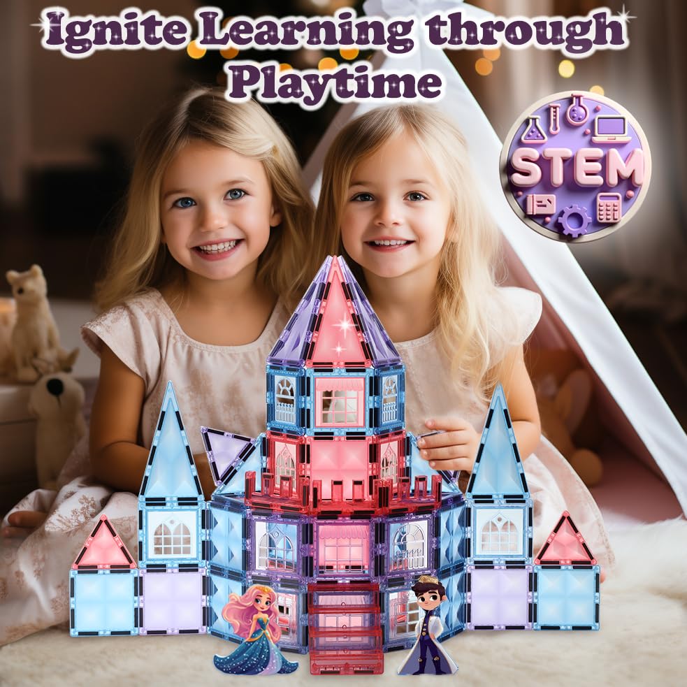 Little Pi Frozen Magnetic Tiles feature princess castle themes that spark magical storytelling.