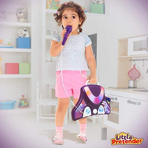 Little Pretender karaoke machine left pedal adds tunes for lively play.