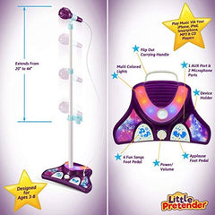Little Pretender karaoke machine with portable speaker handle for easy moving.
