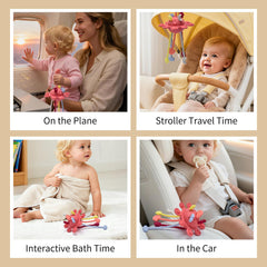 Little Rawr pushable button feature encourages cause-and-effect play.