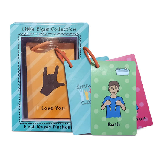 Little Signs Collection flash card shows letter A with a sign and picture for early learning.