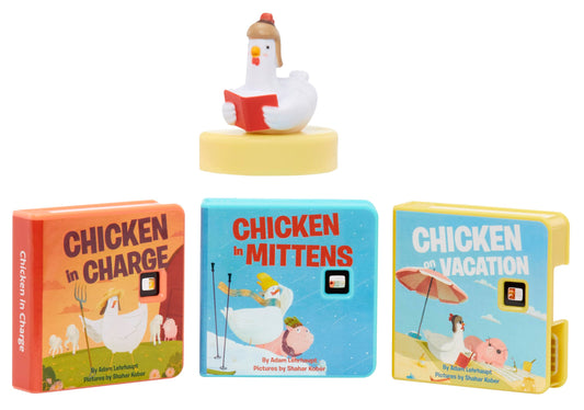 Little Tikes Story Dream Machine setup projecting Cluck Cluck stories onto wall for interactive bedtime reading