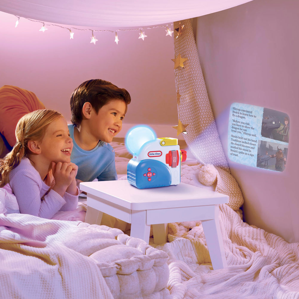 Little Tikes Toothless character projection brings Dragon realm visuals to life for kids.
