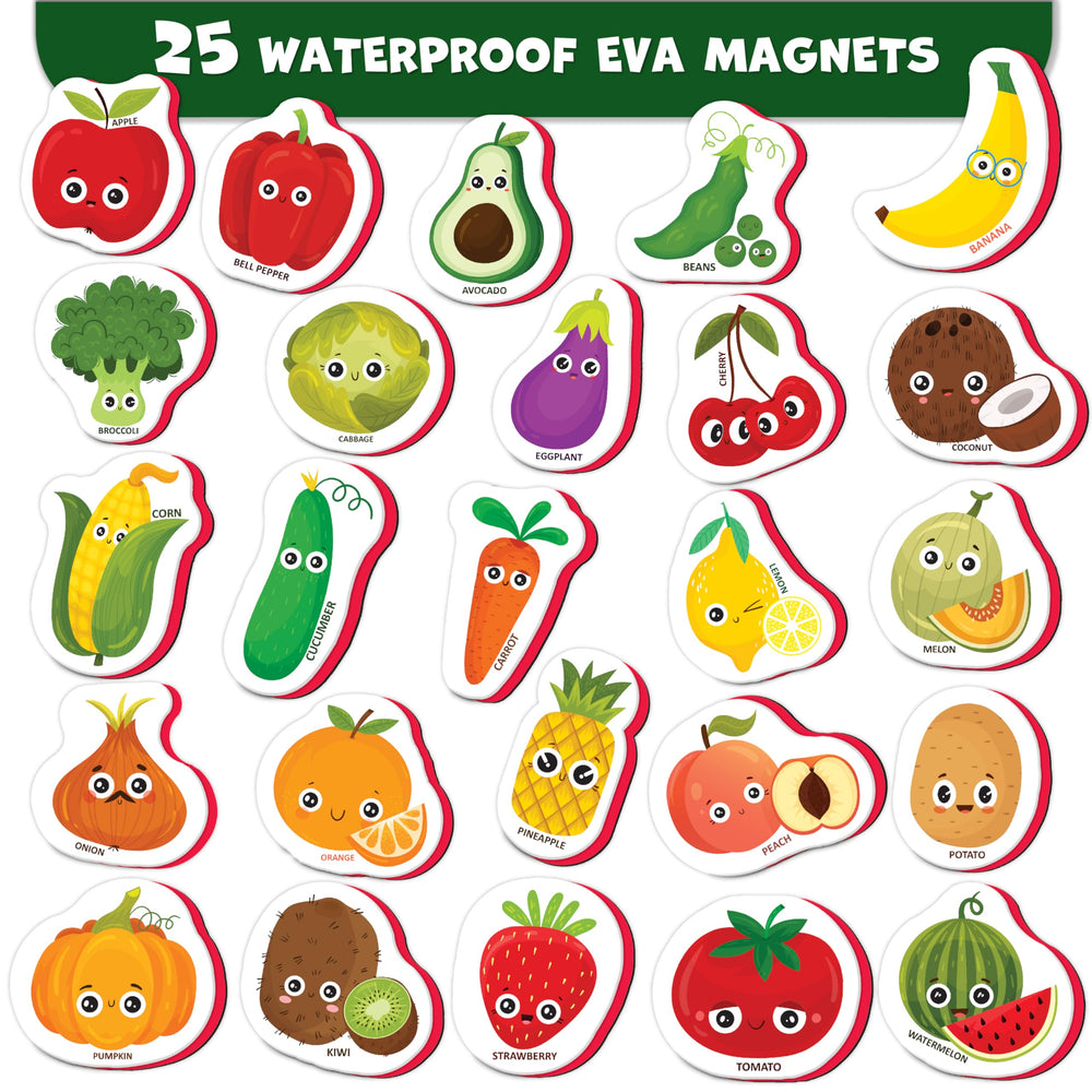 Little World fruits and vegetables magnets in vibrant colors for learning play.