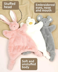 Little Rawr Lovey unstuffed plush body for easy grip.