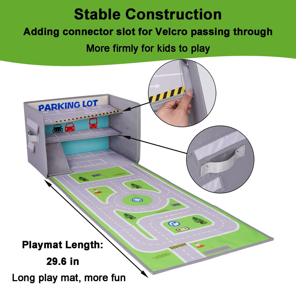 Livememory Toy Car Garage Box sturdy flap design keeps weights secure during play.