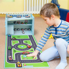 Livememory toy car garage box materials: polyester fabric and cardboard core