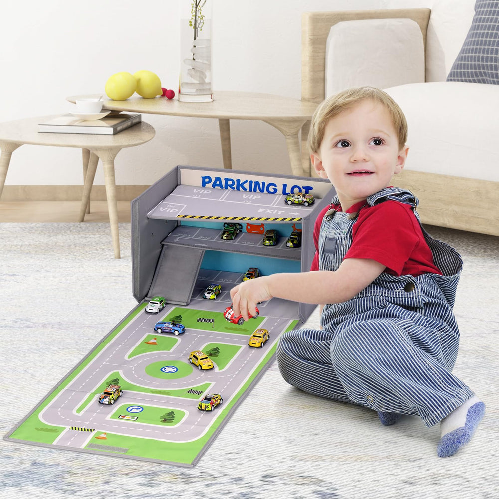 Livememory Toy Car Garage Box soft polyester build is safe for kids.