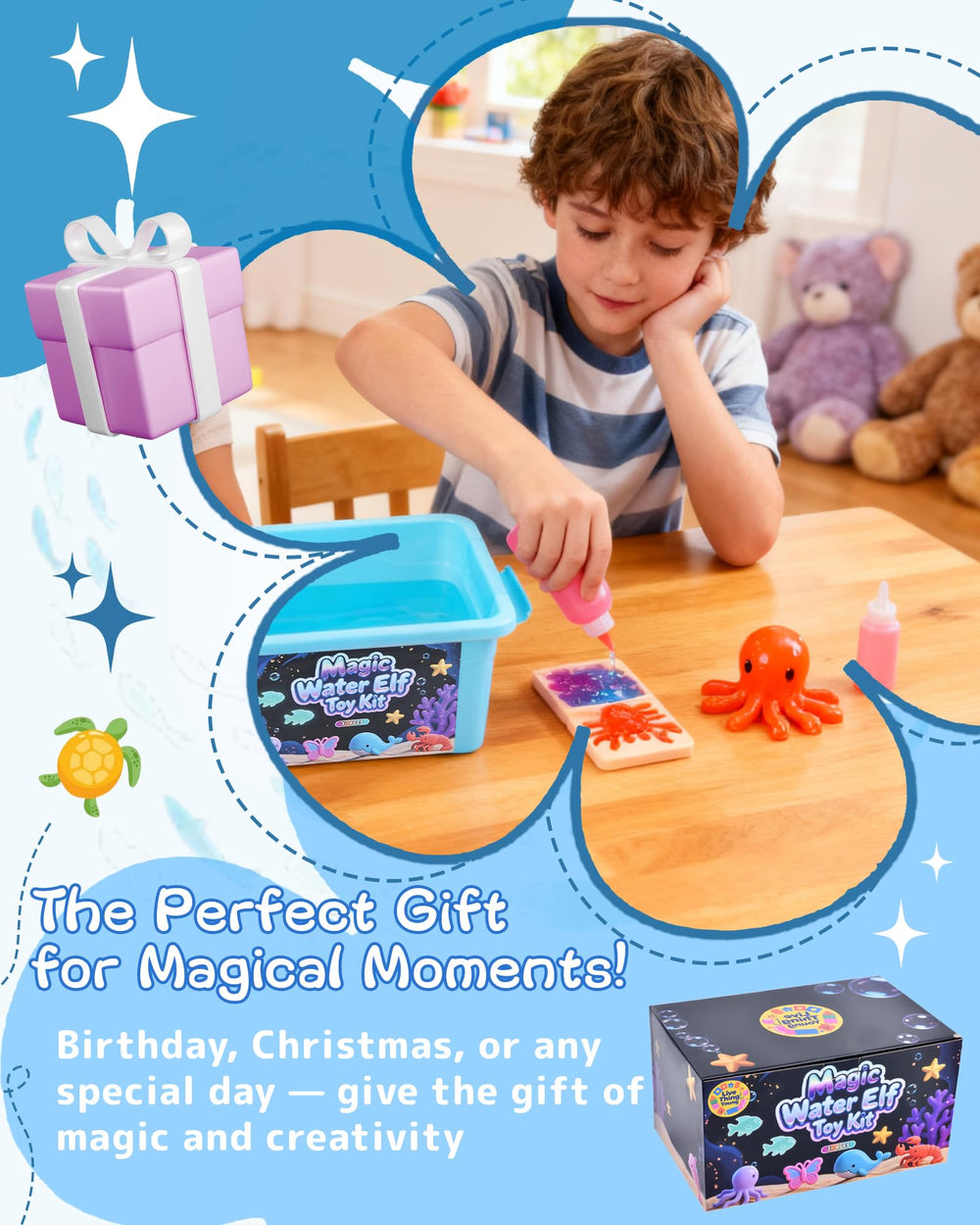 LiveThingYoung Glitter and magic powder add sparkle to elf pets.