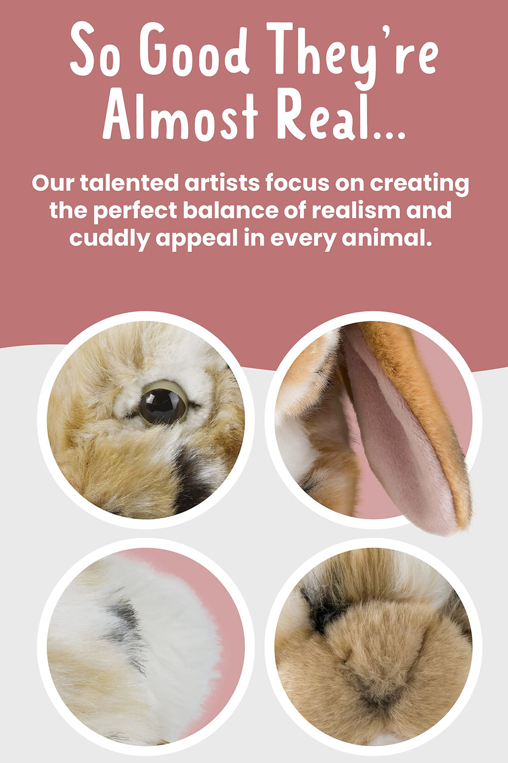Living Nature Brown Dutch Lop Eared Rabbit white belly accent.