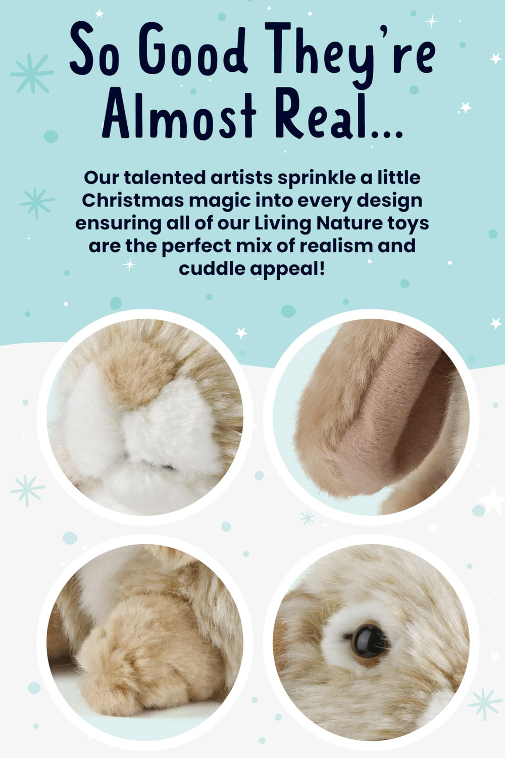 Living Nature detailed rabbit plush with two-tone fur and shaded eyes.