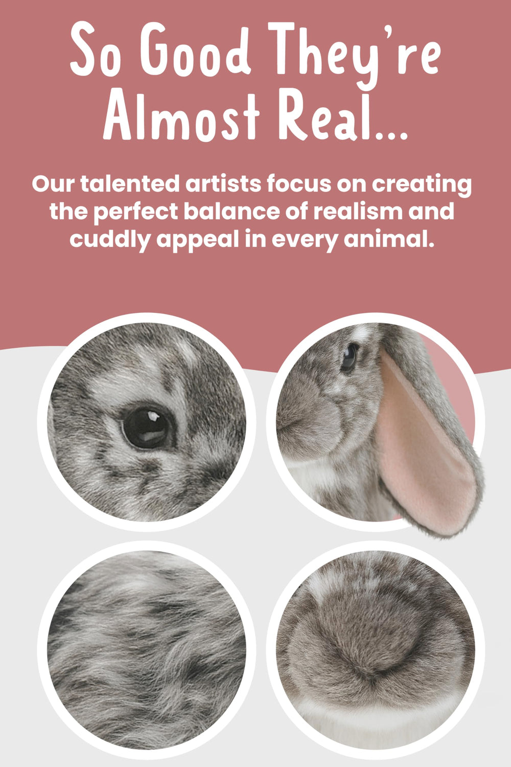 Living Nature plush ears detail displaying authentic lop ears