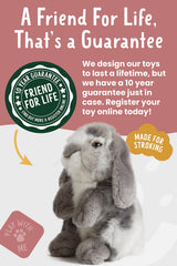 Living Nature full grey rabbit plush, ideal as a gift.