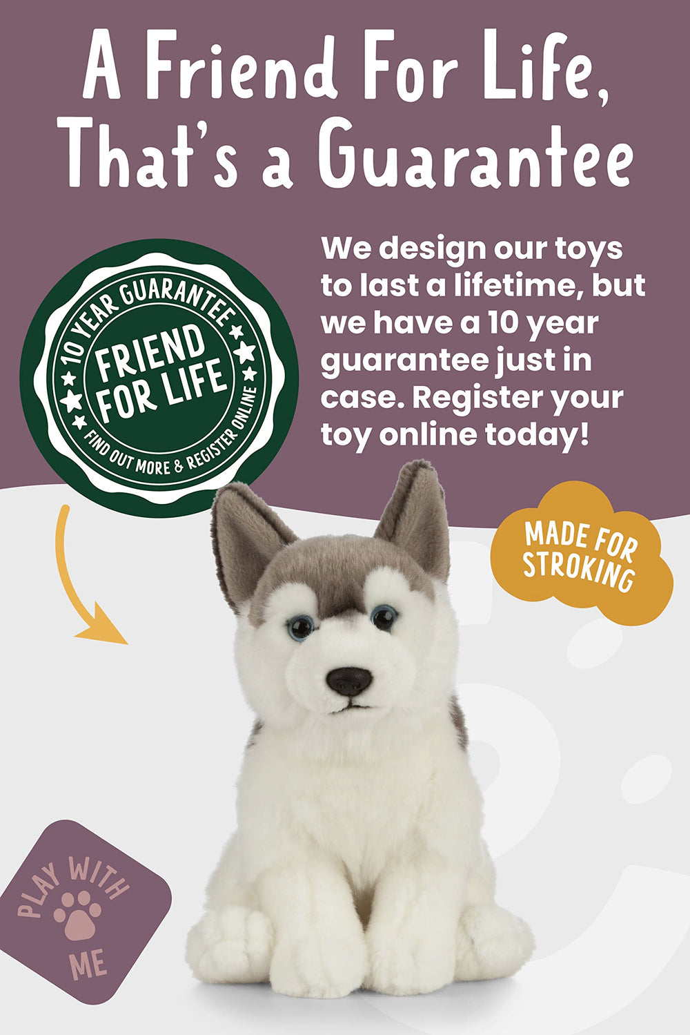 Living Nature Husky 8-inch size is perfect for portable play and gifting.