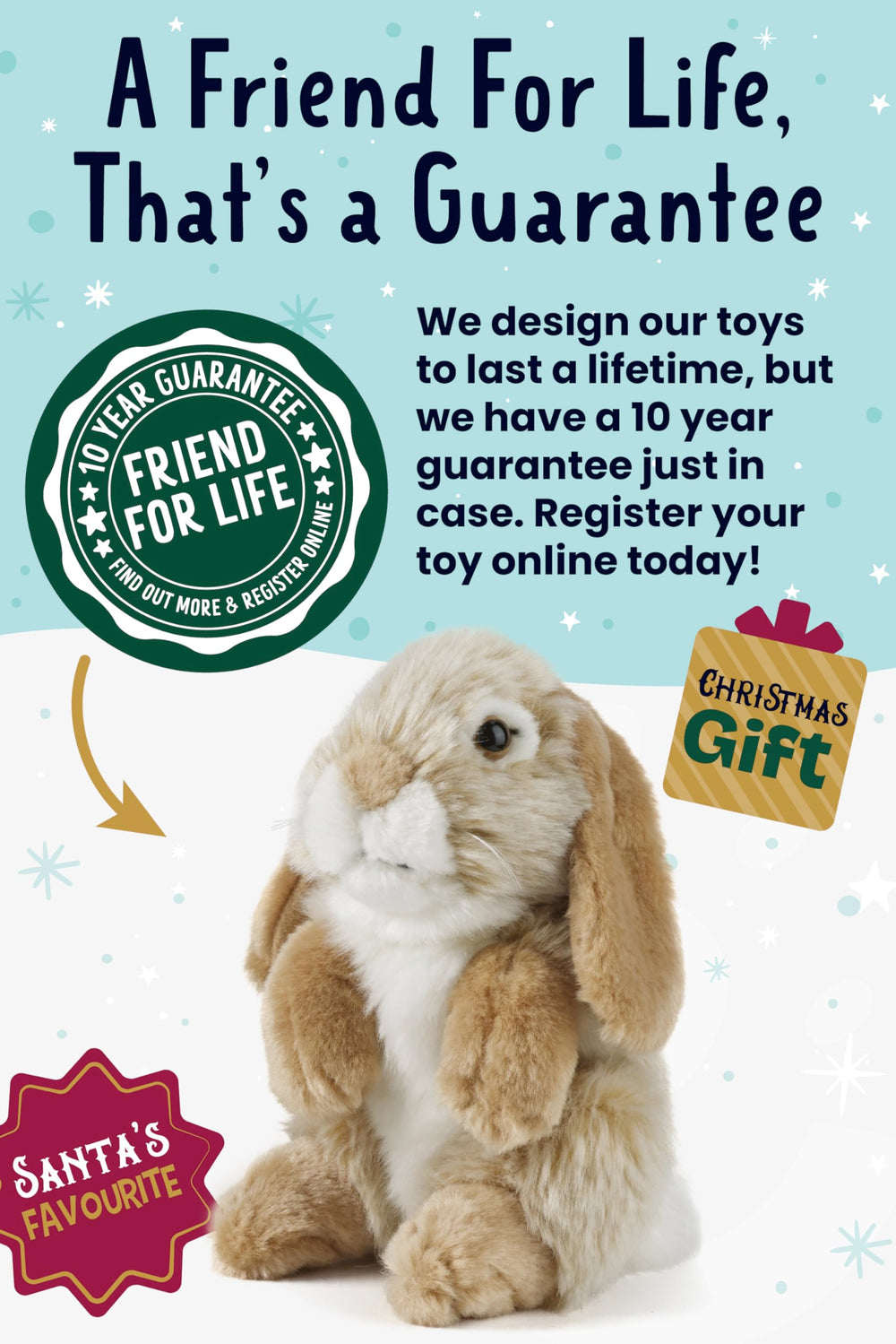 Living Nature brown rabbit plush with cute twitchy nose for realism.