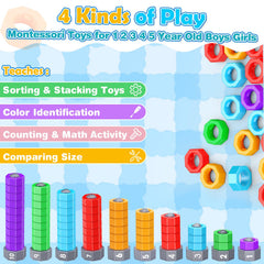 LIWIN LET'S GO! Colorful counting blocks support color recognition and sequencing.
