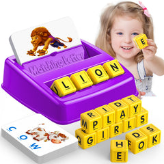 LIWIN LET'S GO letter matching tray with colorful cubes for early spelling practice