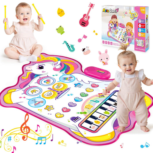 LIWIN LET'S GO unicorn musical mat with colorful piano keys for early music exploration