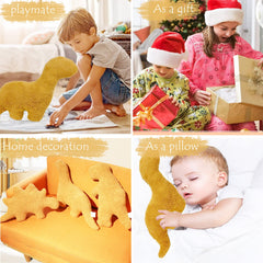 Lixzuch Tanystropheus dino nugget pillow, unique plush decor for kids' rooms