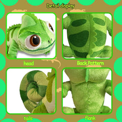 Lizard Plush includes metal piece and magnet for easy attachment.