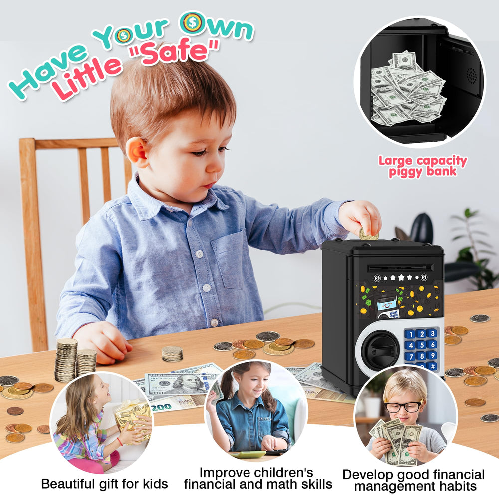 LJZJ Piggy Bank slot entry for coins and notes demonstration