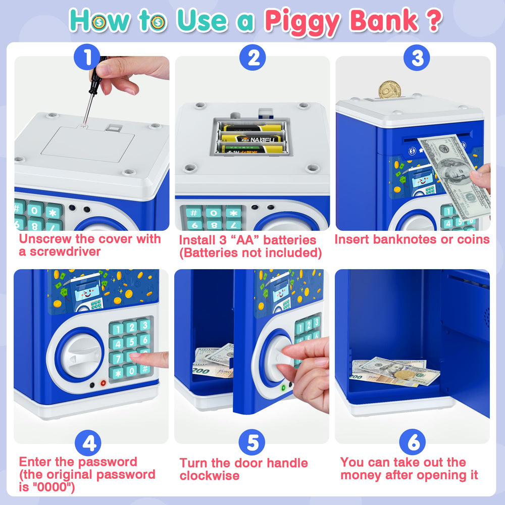 Coin slot insertion on LJZJ piggy bank demonstrating easy saving
