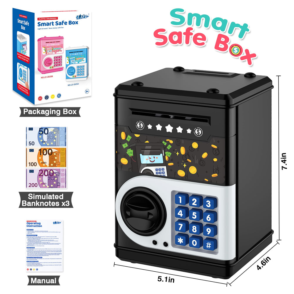 LJZJ Piggy Bank with animal alphabet stickers included for learning
