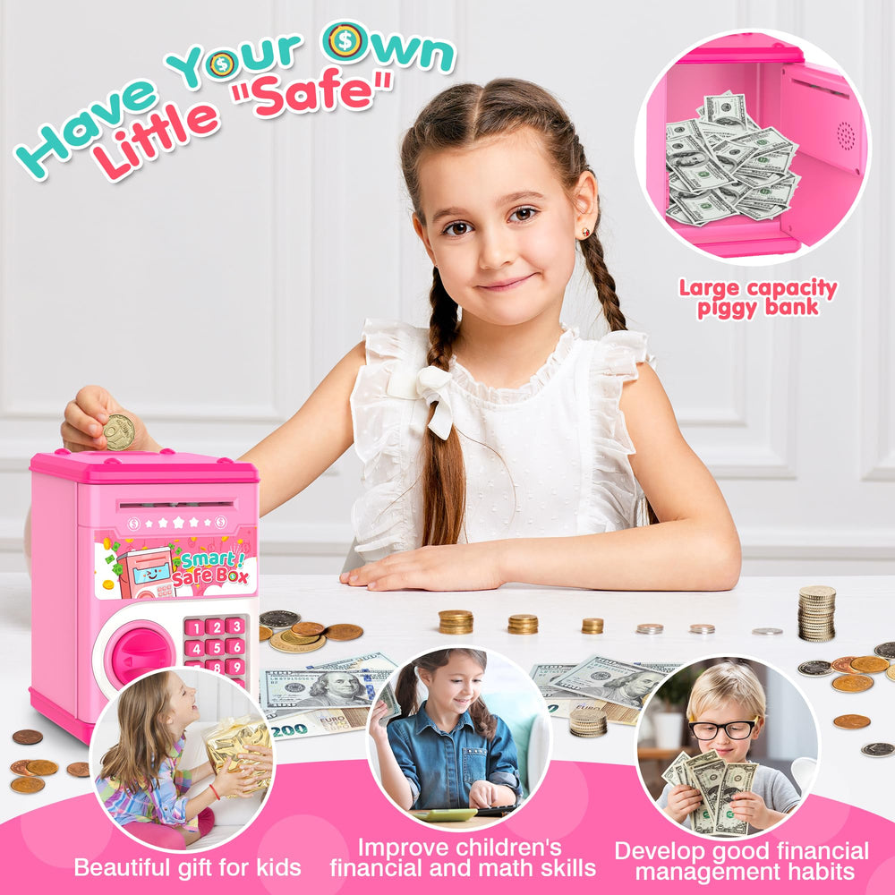 LJZJ piggy bank coin slot with auto grab simplifies saving for kids.