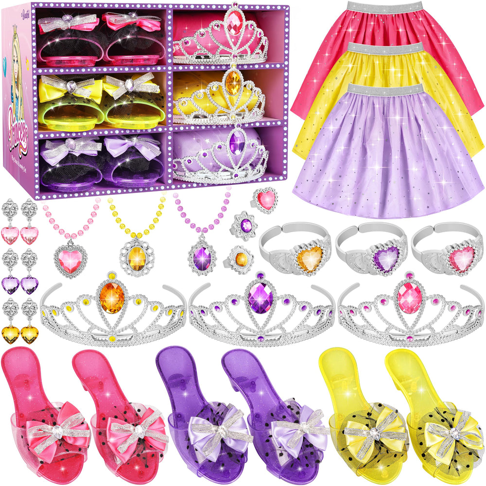 LJZJ Princess dress set with skirts, shoes and crowns for imaginative play