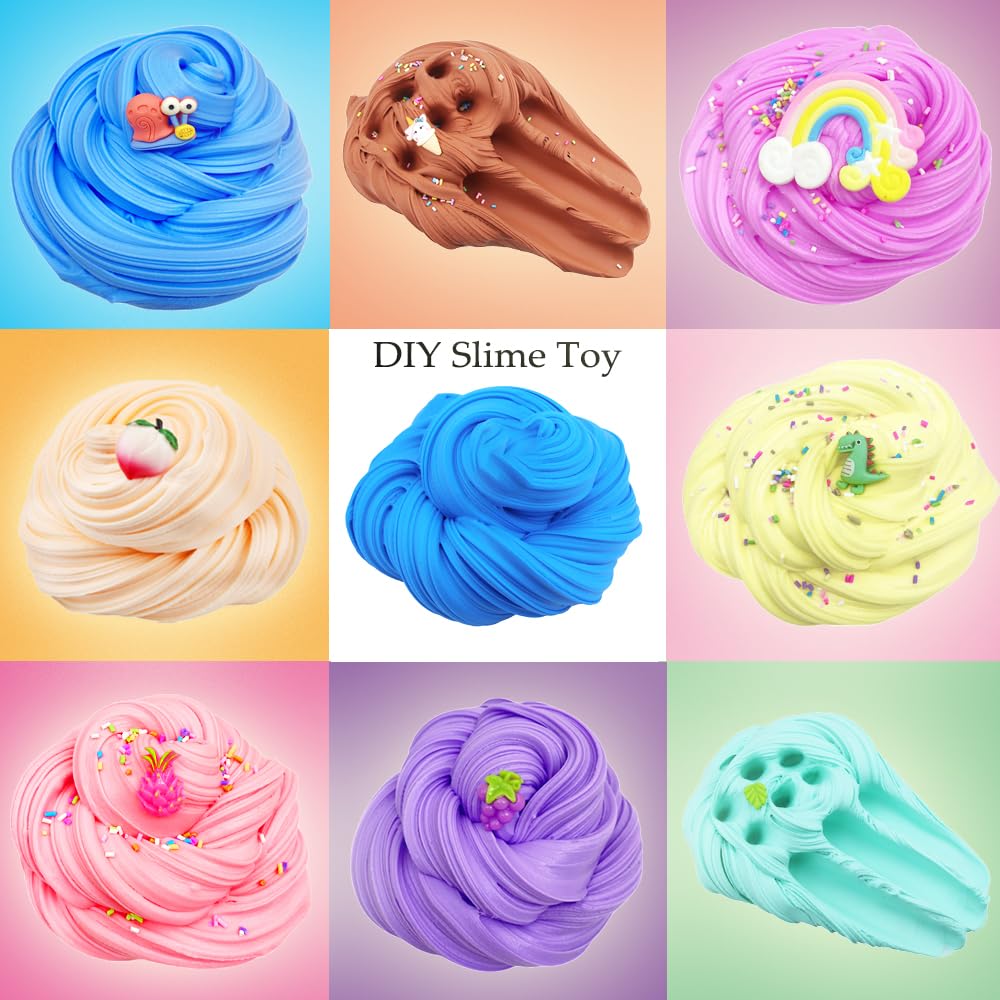 LKAXYTP butter slime kit colors spread in vibrant hues for color mixing fun.