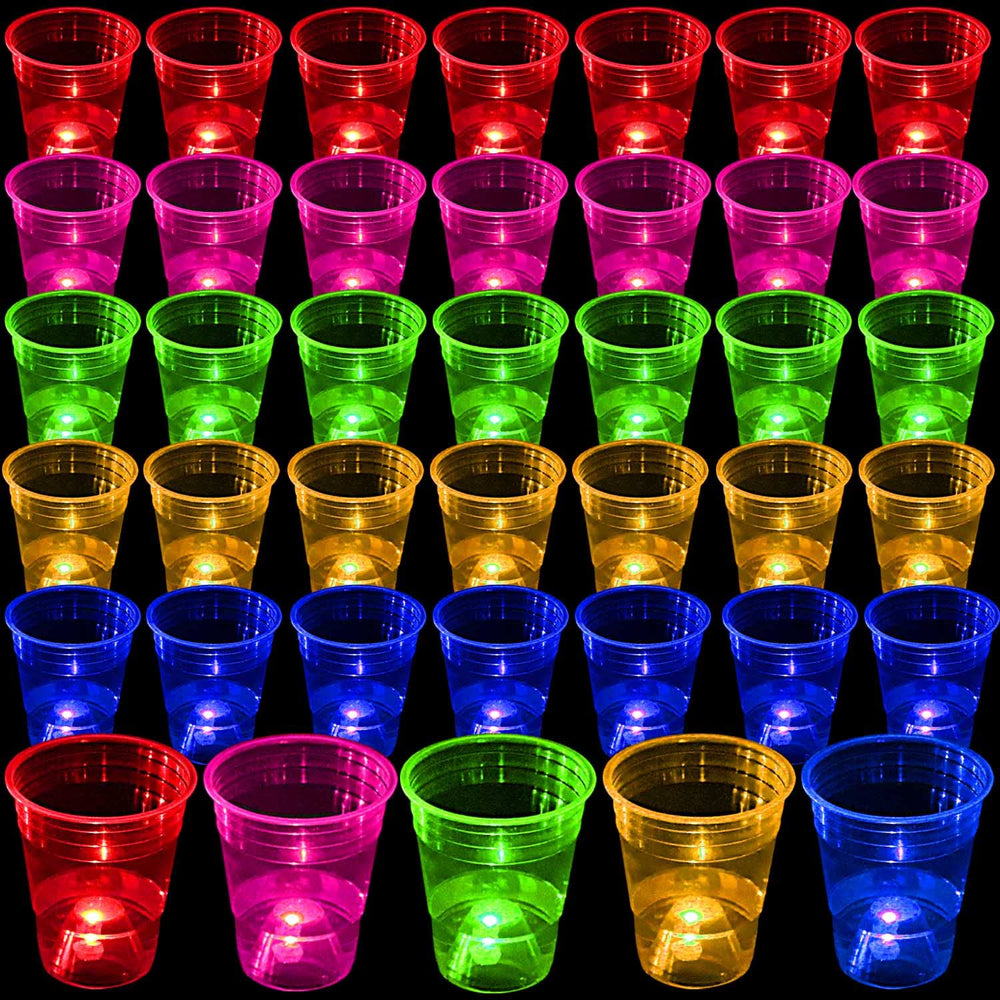 LLKMDSS glowing party cups 40-pack with bright LED lights for festive gatherings.