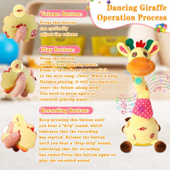 LLUKEME Dancing Talking Giraffe Toy recording feature supports personal messages and gifts