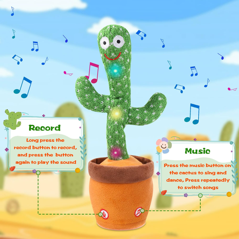 LLUKEME Talking Cactus Toy singing mode engages baby with cheerful tunes.