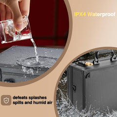 LOCKCURX storage box with two combination locks and an extra padlock for security