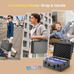 LOCKCURX storage box packed with toploaders demonstrating high-capacity organization