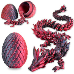 LOCYFENS crystal dragon egg 3D in black red with color shift for display